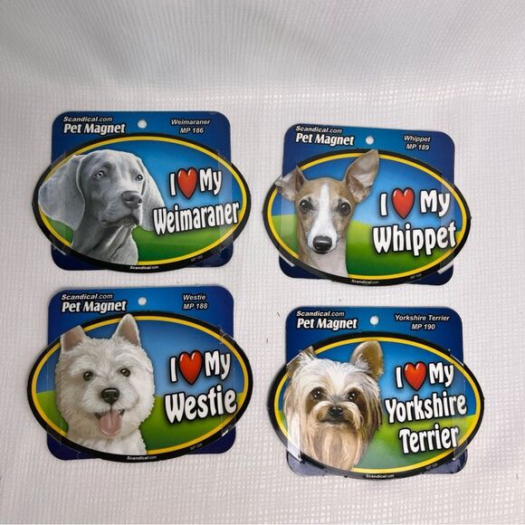 5 NEW I Love My “Dog Breed/Cat” Pet Magnets For Cars Lockers Fridge 6” Oval - Picture 10 of 12